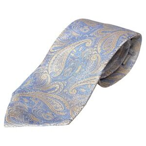 Berend DeWitt Necktie Blue Gold Paisley Silk Blend Business Casual Men‎